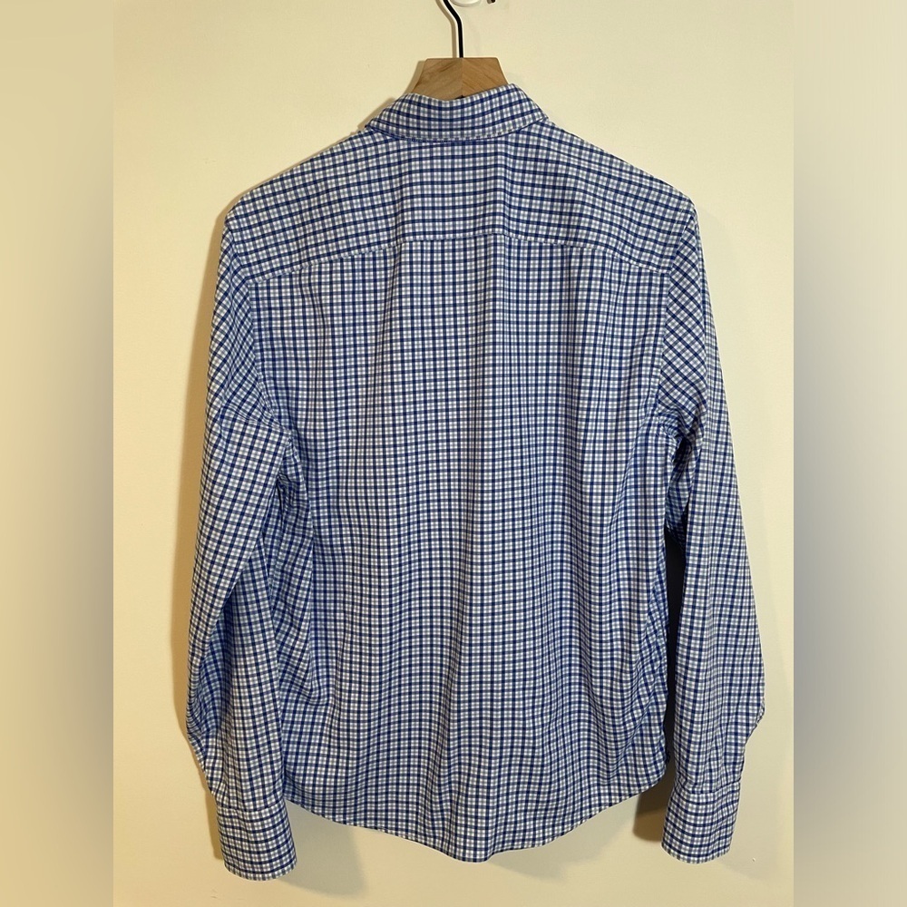 UNTUCKit Blue Plaid Nylon Performance Button Down Shirt, Size Small Lightweight - Picture 4 of 9
